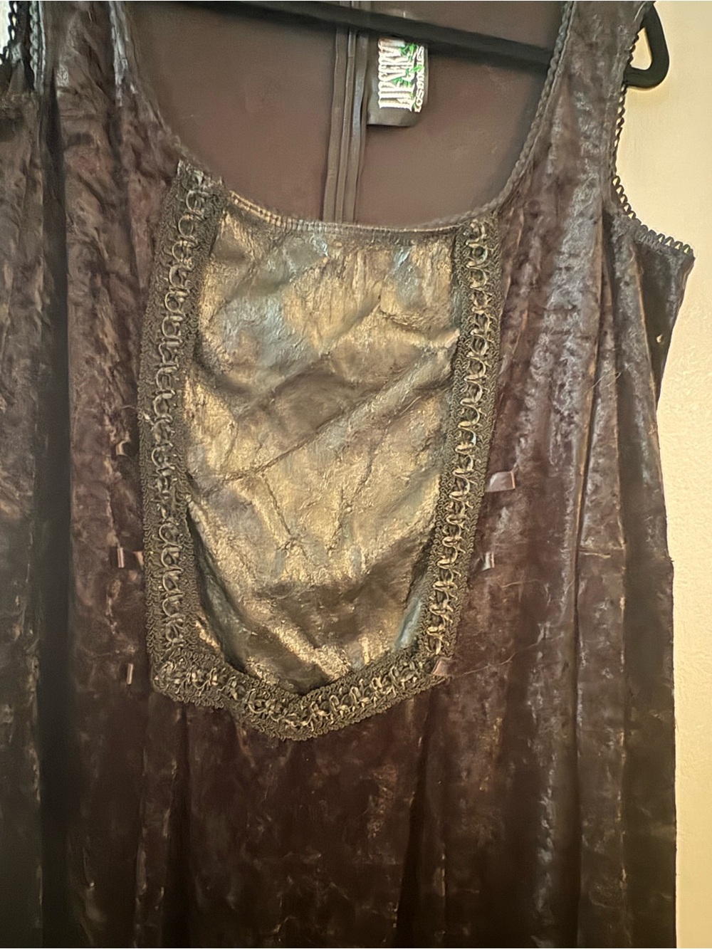 Vintage Y2K 90s Lip Service Black Velvet Lace and Sheer Bell Sleeve Maxi Dress - Picture 10 of 11